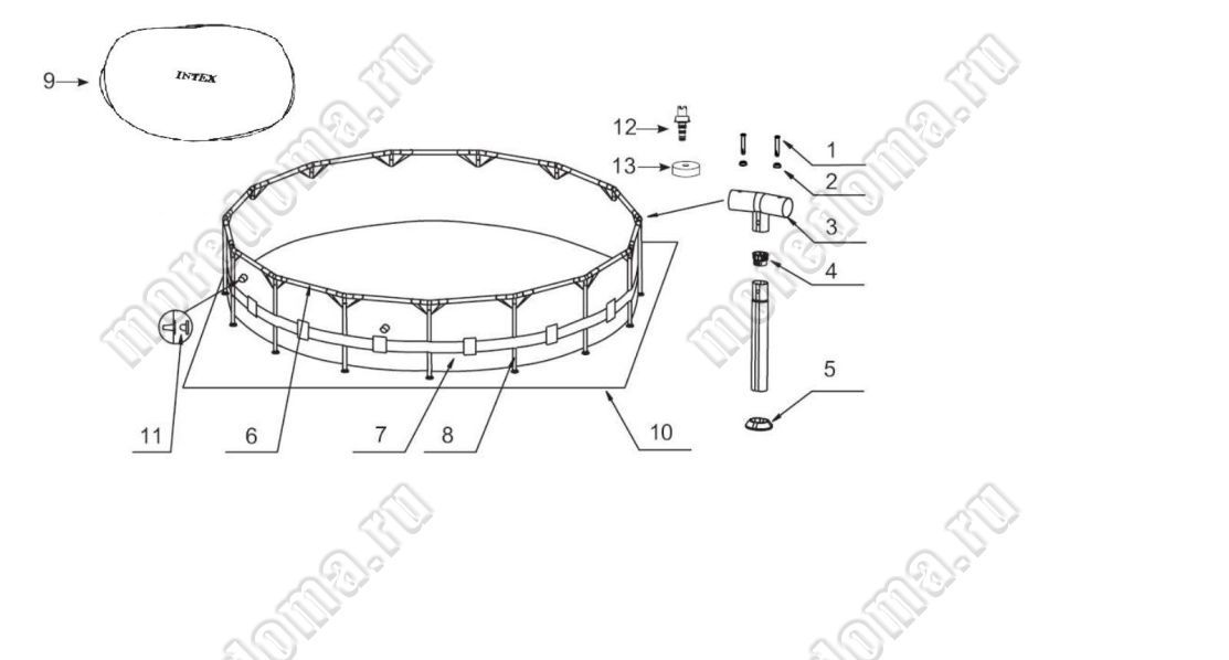 Схема сборки каркасного бассейна интекс